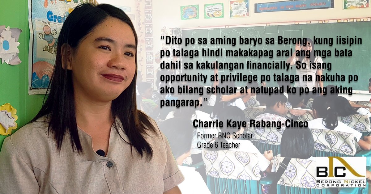 FEATURE: Berong Nickel Corporation’s former scholar now a school teacher