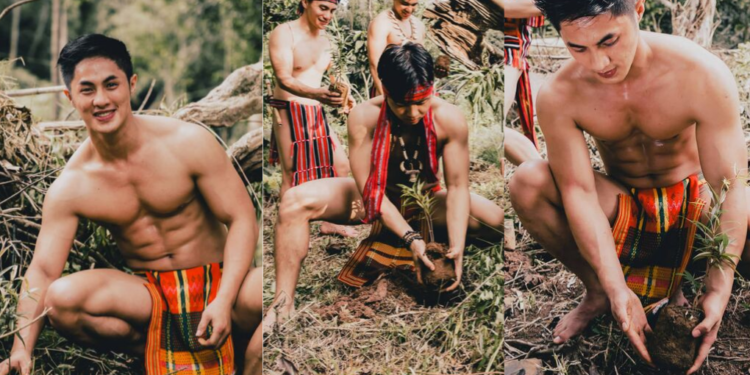 Igorot hunks plant tree seedlings in Yamang Bukid Farm