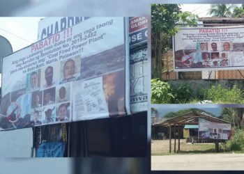 Tarpaulin ng mga opisyales na nag-endorso ng Coal-Fired Plant sa Narra, ipinaskil ng mga anti-coal advocates