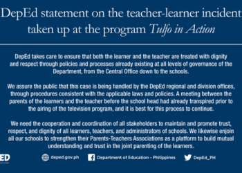 DepEd releases statement on the teacher-learner incident taken up at the program Tulfo in Action