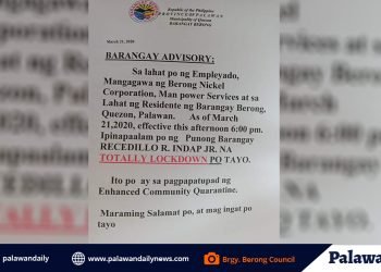 Total lockdown, ipinag-utos ng pamunuan ng Barangay Berong, Quezon