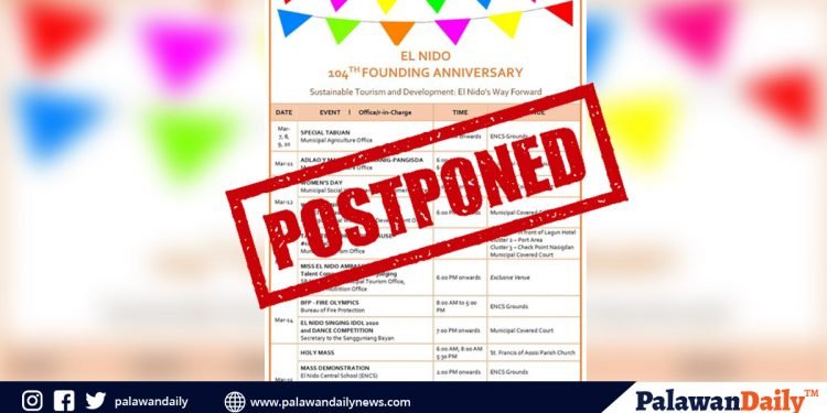 El Nido Founding Anniversary celebration postponed due to COVID-19