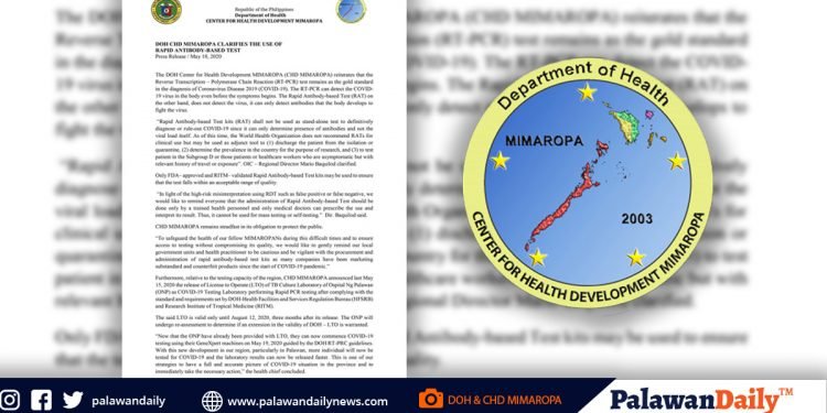 DOH-CHD MIMAROPA,  Ipinaliwanag ang paggamit ng Rapid Antibody-based Test kaugnay sa COVID-19
