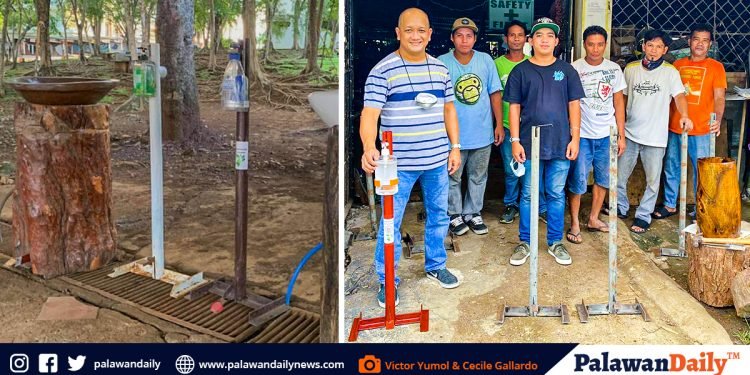 PSU’s head of utility office and campus janitors create recycled foot-operated alcohol dispenser