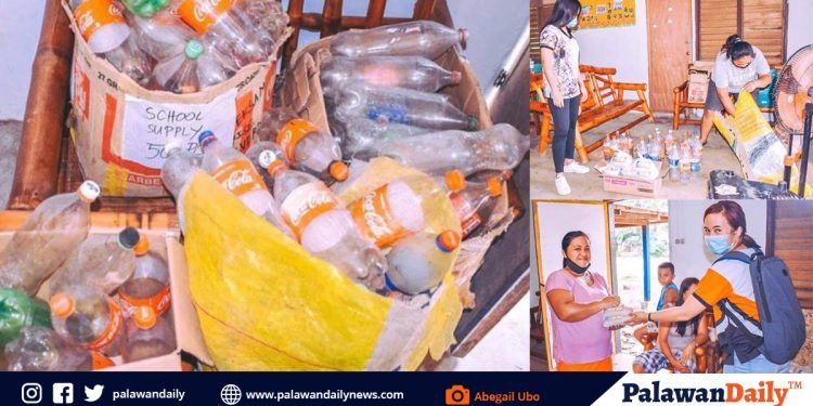 Urduja SK of Narra, barter Rice over empty plastic bottles