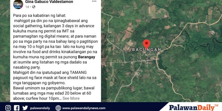 Brgy. Bacungan, nagpalabas ng ilang panuntunan upang makaiwas sa COVID-19