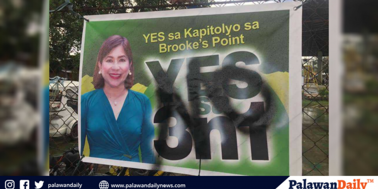 ‘No’ nasa likod umano ng paninira ng campaign poster sa Brooke’s Point- Mayor Feliciano