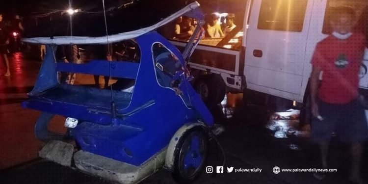 Tricycle, bumangga sa truck sa Bayan ng El Nido