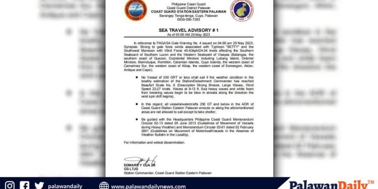 Mga sasakyang pandagat, hindi muna pinapayagan maglayag dulot ng Typhoon Betty