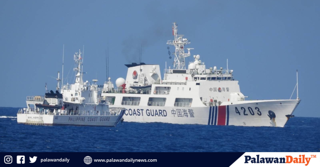 A close encounter between the Philippine Coast Guard (PCG) and the Chinese Coast Guard (CCG) near the Ayungin Shoal // PCG