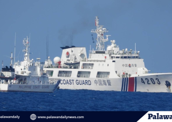 A close encounter between the Philippine Coast Guard (PCG) and the Chinese Coast Guard (CCG) near the Ayungin Shoal // PCG