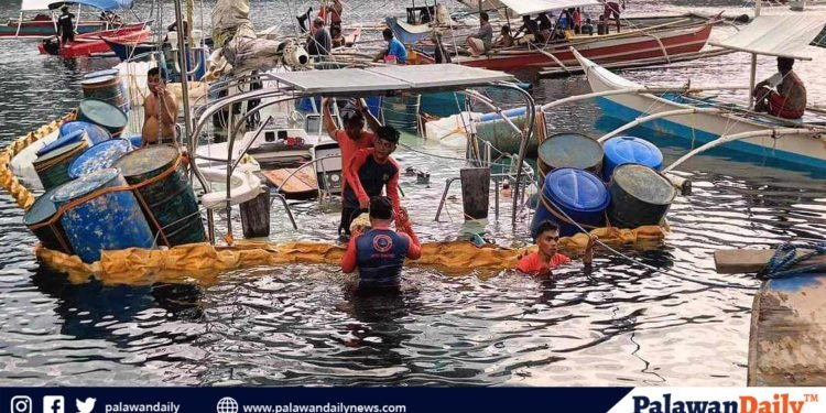Isang bangka na may kargang langis, lumubog sa Coron