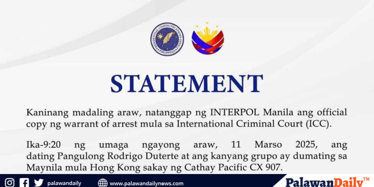 Dating pangulong rodrigo duterte, inaresto sa pagdating sa maynila ayon sa warrant ng icc
