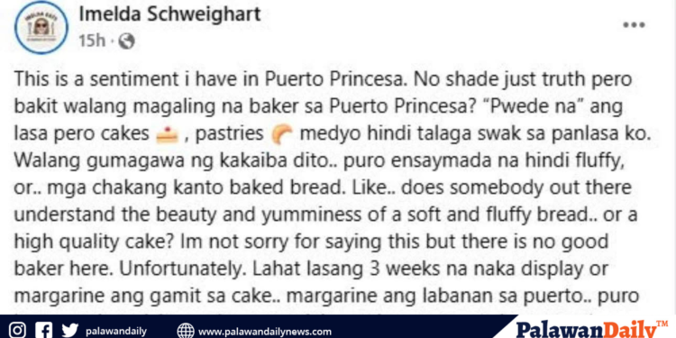 Imelda Schweighart says cake critique was personal opinion, not generalization