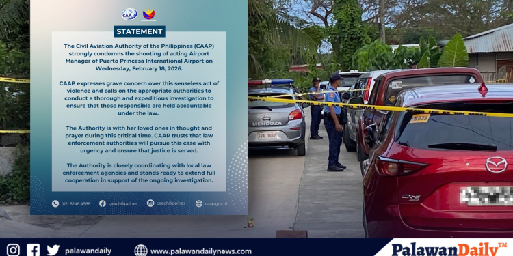 CAAP, kinondena ang pamamaslang sa opisyal ng Puerto Princesa International Airport