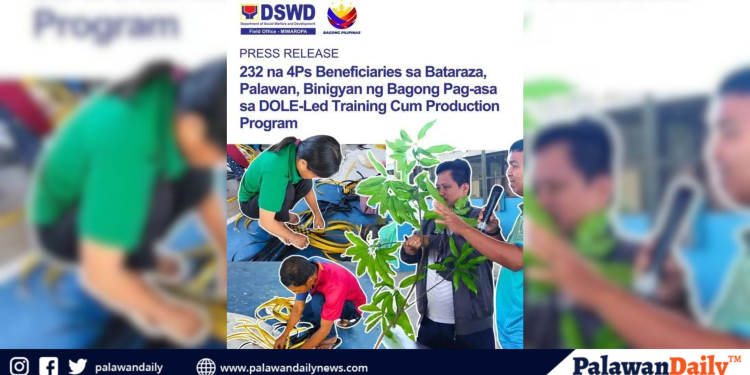 DSWD, DOLE trains 232 4Ps beneficiaries in Bataraza